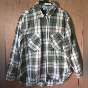 Green & Burnt Orange Flannel